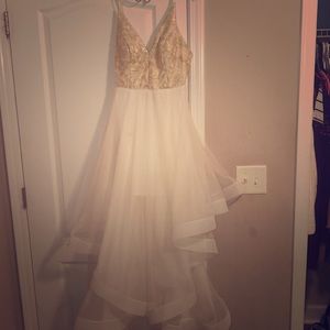 gold and white prom dress